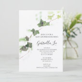 Groen Engels Ivy Vine Waterverf Baby shower Kaart (Staand voorkant)