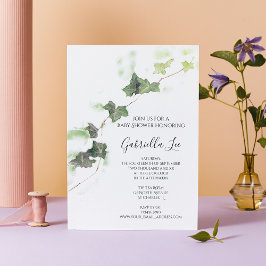 Groen Engels Ivy Vine Waterverf Baby shower Kaart