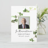 Groen Engels Ivy Vine Waterverf Begrafenisdienst Programmakaart (Staand voorkant)