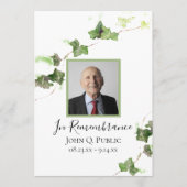 Groen Engels Ivy Vine Waterverf Begrafenisdienst Programmakaart (Voorkant)