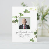 Groen Engels Ivy Vine Waterverf Begrafenissympathi Bedankkaart (Staand voorkant)