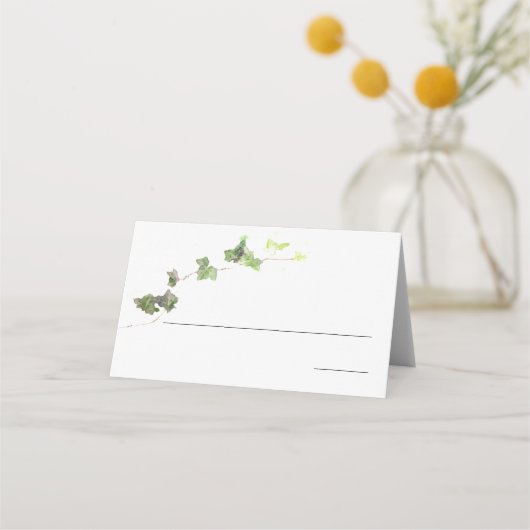 Groen Engels Ivy Vine Waterverf Place Card Plaatskaartje (Voorkant)