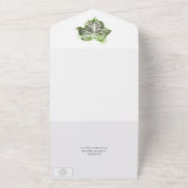 Groen Engels Ivy Vine Waterverf Wedding All In One Uitnodiging (Buitenkant)