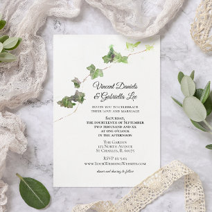 Groen Engels Ivy Vine Waterverf Wedding Kaart
