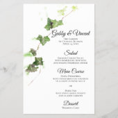 Groen Engels Ivy Vine Waterverf Wedding Menu (Voorkant)