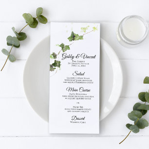 Groen Engels Ivy Vine Waterverf Wedding Menu