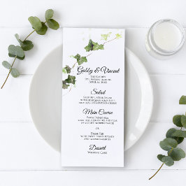 Groen Engels Ivy Vine Waterverf Wedding Menu
