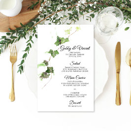 Groen Engels Ivy Vine Waterverf Wedding Menu