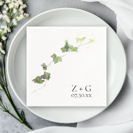 Groen Engels Ivy Vine Waterverf Wedding Napkins Servet