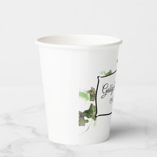 Groen Engels Ivy Vine Waterverf Wedding Papieren Bekers (Rechts)