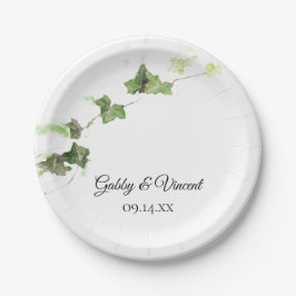 Groen Engels Ivy Vine Waterverf Wedding Papieren Bordje