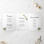 Groen Engels Ivy Vine Waterverf Wedding Tri-Fold Drieluik Uitnodiging (Binnen)