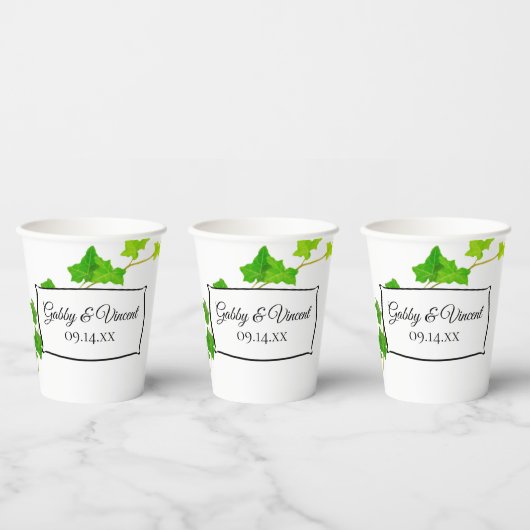 Groen Engels Ivy Vine Weddenschap Paper Cups Papieren Bekers (Multi)