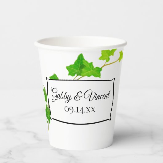 Groen Engels Ivy Vine Weddenschap Paper Cups Papieren Bekers (Voorkant)