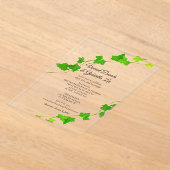 Groen Engels Ivy Vine Wedding Acryl Uitnodigingen (Laagn)