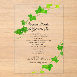 Groen Engels Ivy Vine Wedding Acryl Uitnodigingen