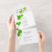 Groen Engels Ivy Vine Wedding All In One Uitnodiging (Afscheurbaar)