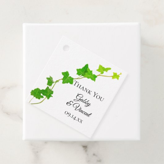 Groen Engels Ivy Vine Wedding Favor Labels (In situ)