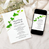 Groen Engels Ivy Vine Wedding Invitation Kaart
