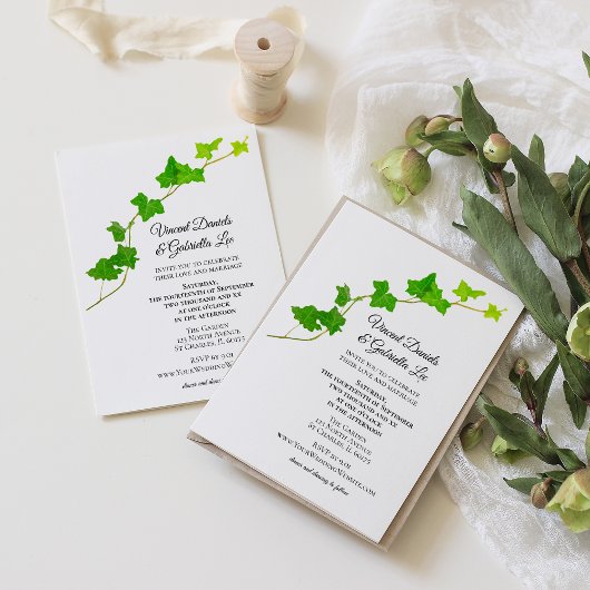 Groen Engels Ivy Vine Wedding Invitation Kaart