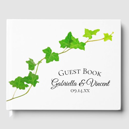 Groen Engels Ivy Vines Foliage Bruiloft Gastenboek (Voorkant)