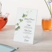 Groen Engels Ivy Waterverf Wedding Menu Reclamebord Met Voetstuk (Insitu)