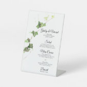 Groen Engels Ivy Waterverf Wedding Menu Reclamebord Met Voetstuk (Voorkant)