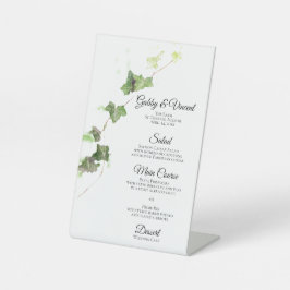 Groen Engels Ivy Waterverf Wedding Menu Reclamebord Met Voetstuk