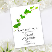 Groen Engels Ivy Wedding Save the Date