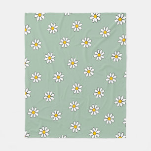 Groen Esthetisch Botanisch Bloemen Daisy Pat Fleece Deken