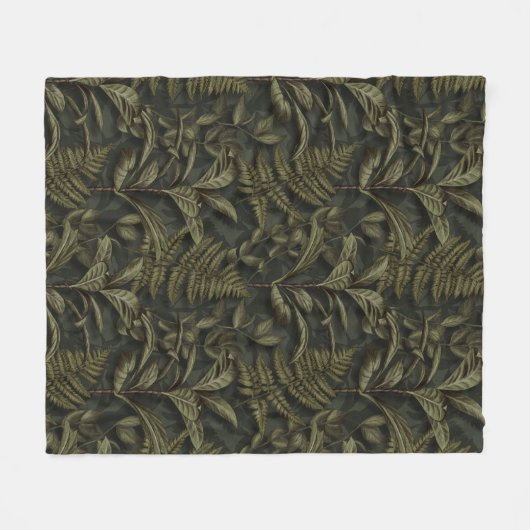 Groen Esthetisch - Donkere varens & bladeren Fleece Deken (Voorkant (Horizontaal))