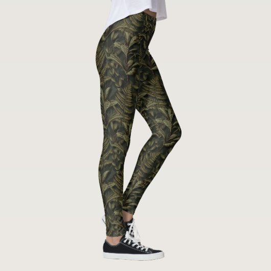 Groen Esthetisch - Donkere varens & bladeren Leggings (Rechts)