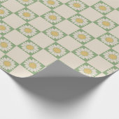 Groen Esthetisch geruit Zonnebloem Y2K Patroon Cadeaupapier (Hoek)