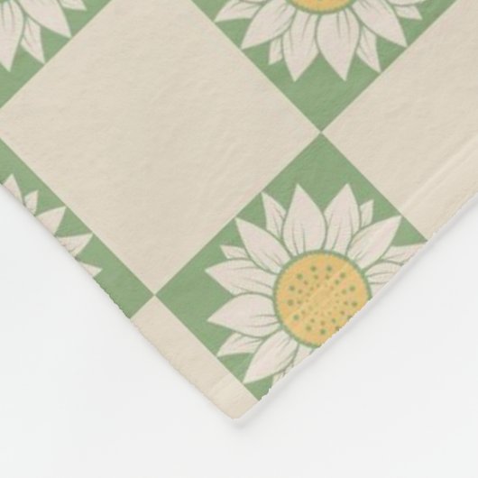 Groen Esthetisch geruit Zonnebloem Y2K Patroon Fleece Deken (Hoek)