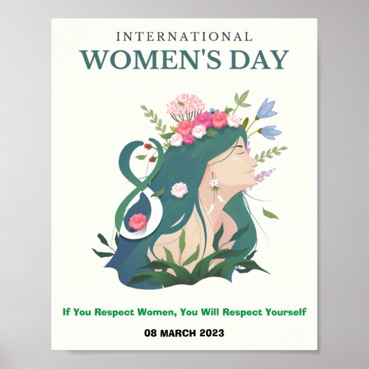 Groen esthetisch Poster op vrouwendag (Voorkant)