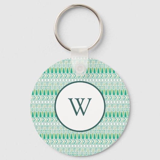 Groen ethisch patroonontwerp sleutelhanger (Voorkant)