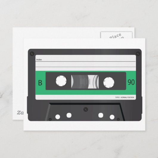 Groen etiket Compact Cassette Briefkaart (Voorkant / Achterkant)
