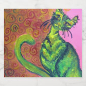 groen etiket voor kattenwijn (Enkel label)