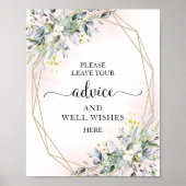 Groen Eucalyptus Advies En Gelukwensen Bord Poster (Voorkant)