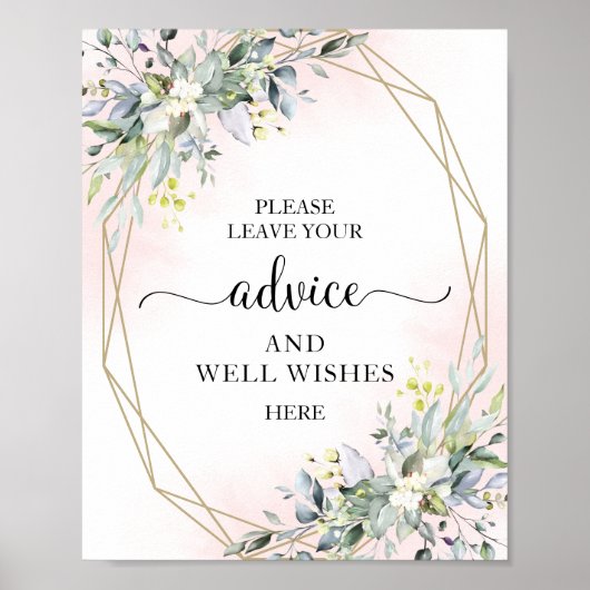 Groen Eucalyptus Advies En Gelukwensen Bord Poster (Voorkant)