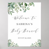 Groen Eucalyptus Baby Brunch Welkomstbord Poster (Voorkant)