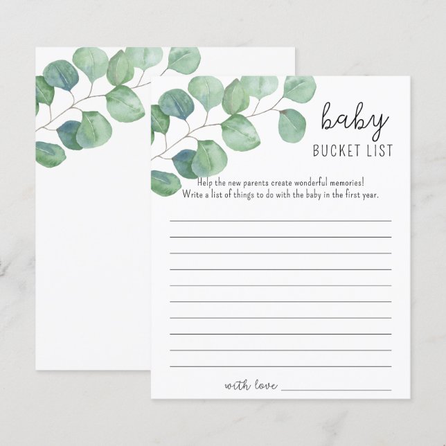 Groen Eucalyptus - Baby emmerlijst spel (Voorkant / Achterkant)