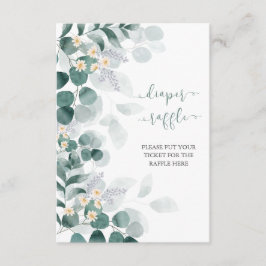 Groen eucalyptus baby shower luierloterij informatiekaartje
