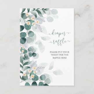 Groen eucalyptus baby shower luierloterij informatiekaartje