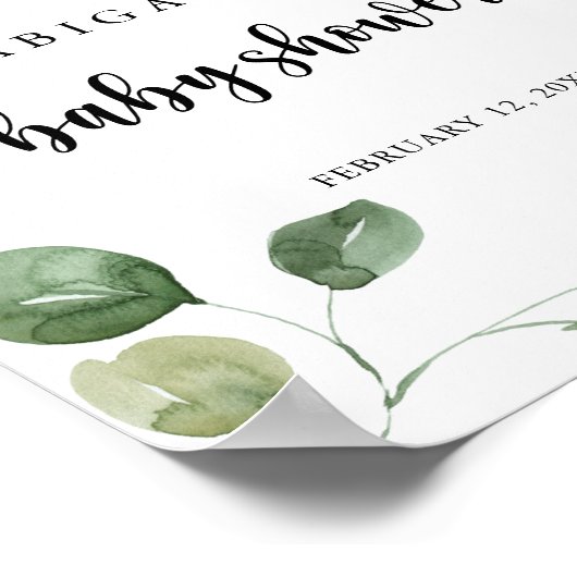 Groen Eucalyptus Baby shower Welkom Poster (Hoek)