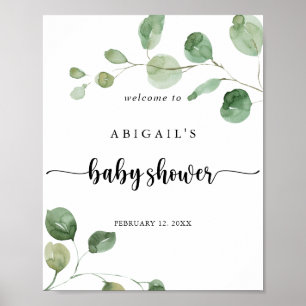 Groen Eucalyptus Baby shower Welkom Poster