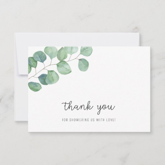 Groen Eucalyptus - babyshower bedankje Bedankkaart (Voorkant)