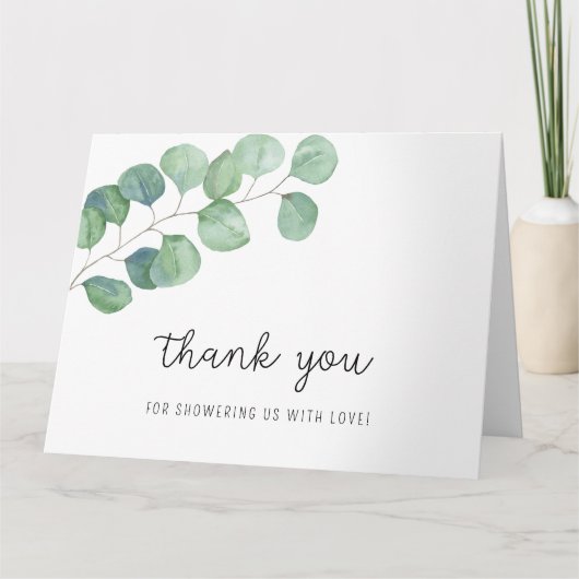 Groen Eucalyptus - babyshower bedankje  Bedankkaart (Voorkant)