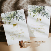 groen eucalyptus blad verjaardag uitnodigen kaart