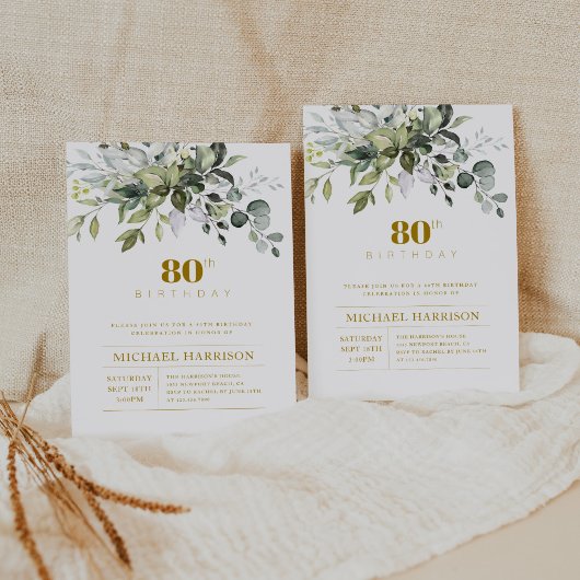 groen eucalyptus blad verjaardag uitnodigen kaart